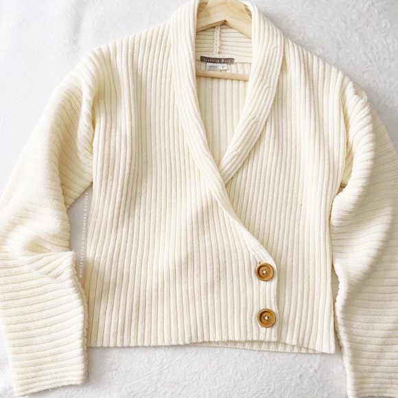 Isabella Bird Sweaters - Cream Ribbed Dolman Cardigan